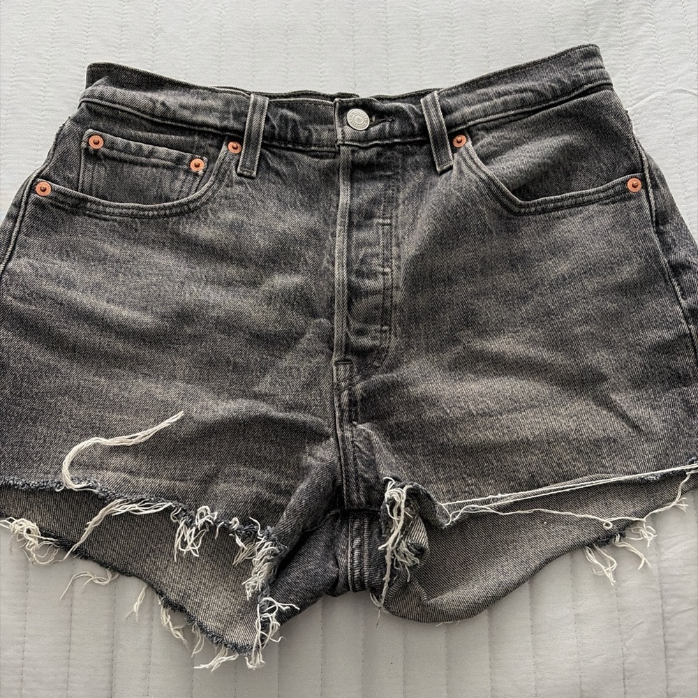 Levi's Charcoal Distressed Jean Shorts
